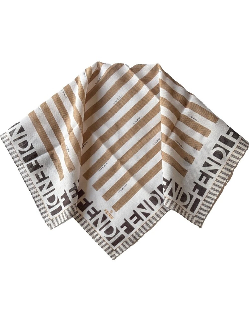 Vintage Fendi Logo Stripe Cotton Scarf